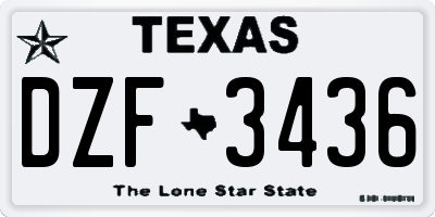 TX license plate DZF3436