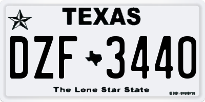 TX license plate DZF3440