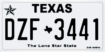 TX license plate DZF3441