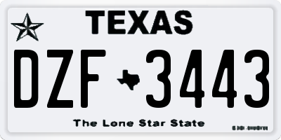 TX license plate DZF3443