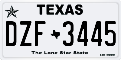 TX license plate DZF3445