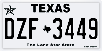 TX license plate DZF3449