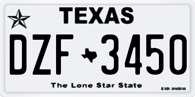 TX license plate DZF3450
