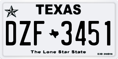 TX license plate DZF3451