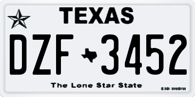 TX license plate DZF3452
