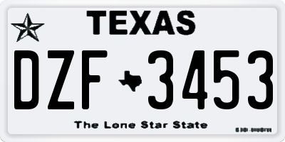 TX license plate DZF3453