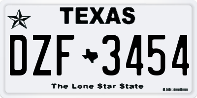 TX license plate DZF3454
