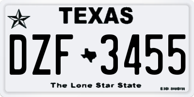 TX license plate DZF3455