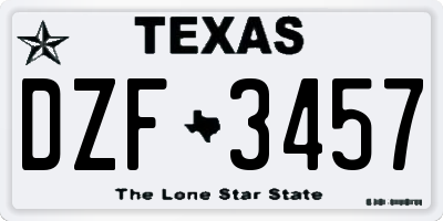 TX license plate DZF3457