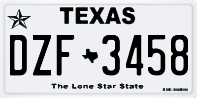 TX license plate DZF3458