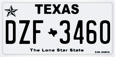 TX license plate DZF3460