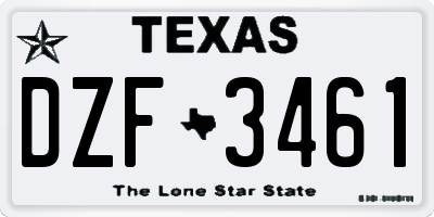 TX license plate DZF3461