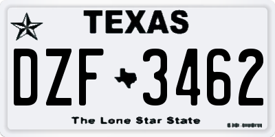 TX license plate DZF3462