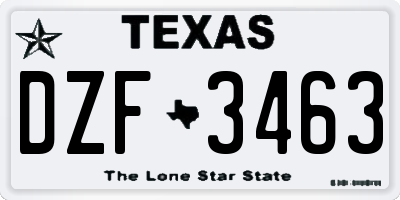 TX license plate DZF3463
