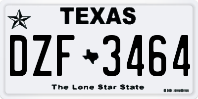 TX license plate DZF3464