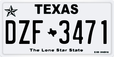 TX license plate DZF3471