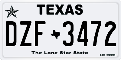 TX license plate DZF3472