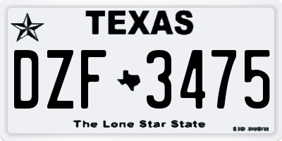 TX license plate DZF3475