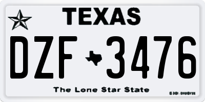 TX license plate DZF3476