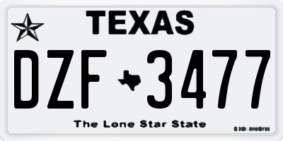 TX license plate DZF3477