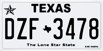 TX license plate DZF3478