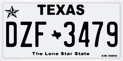 TX license plate DZF3479