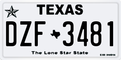 TX license plate DZF3481