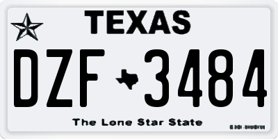 TX license plate DZF3484