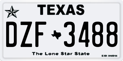 TX license plate DZF3488