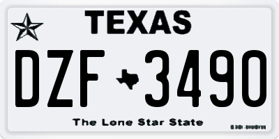 TX license plate DZF3490