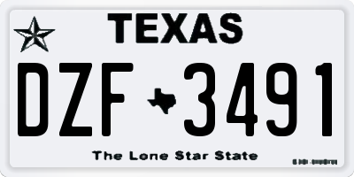 TX license plate DZF3491