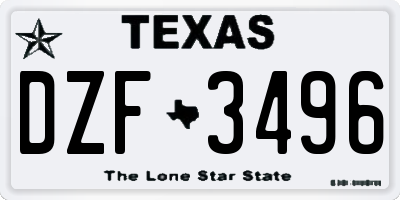 TX license plate DZF3496