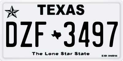 TX license plate DZF3497