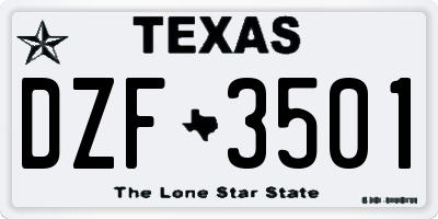 TX license plate DZF3501