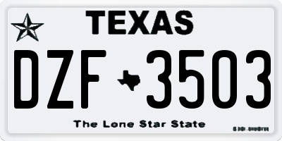 TX license plate DZF3503