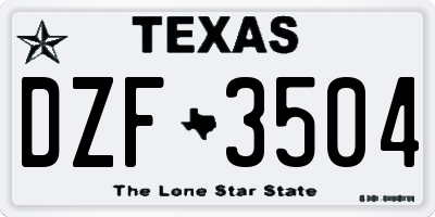 TX license plate DZF3504