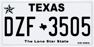 TX license plate DZF3505