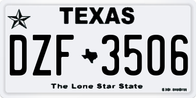 TX license plate DZF3506