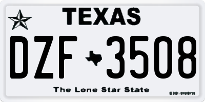TX license plate DZF3508
