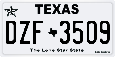 TX license plate DZF3509