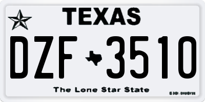 TX license plate DZF3510