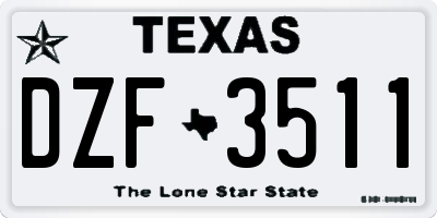 TX license plate DZF3511