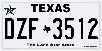 TX license plate DZF3512
