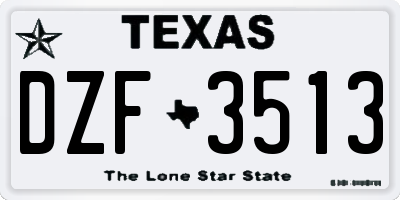 TX license plate DZF3513
