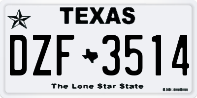 TX license plate DZF3514