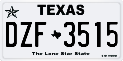 TX license plate DZF3515
