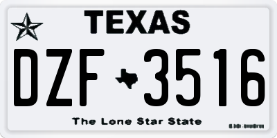 TX license plate DZF3516