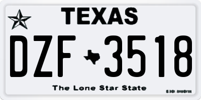 TX license plate DZF3518