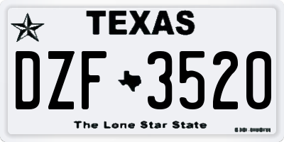 TX license plate DZF3520