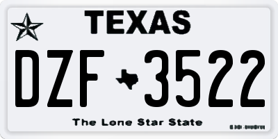 TX license plate DZF3522